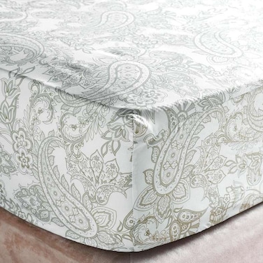 Home Paisley Printed Twin Fitted Sheet - Green