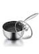 Nonstick Sauce Pan with Lid, Stainless Steel Saucepan, Hybrid Milk Pan with Handle,18CM Tea Pan, Cooking Pot for Soup, Rice, Stainless Steel Cookware, Compatible with All Cooktops