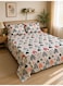 3-Piece Flat Bedsheet Set, Geometric Heart Pattern, 100% Cotton, 125 GSM, 1 Flat Sheet + 2 Pillowcases &acirc;&euro;&ldquo; Available in King, Queen and Single Sizes