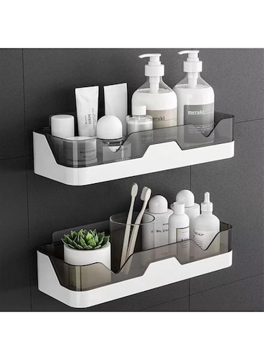 MIXDE 2-Pack Shower Caddy, Separable Shower Organizer with 4 Pieces of Adhesives,No Drilling Double Layer Shower Shelf, Used for Bathroom and Kitchen (Grey)