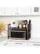 Cozy Nest Expandable Microwave Oven Rack with 6 Hook and Non-Slip pads,Heavy Duty Toaster,Spics Holder.Adjustable Height kitchen Organizer Storage Shelf Stand (Grey, 1 Layer with Accessories)