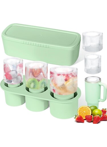 Ice Cube Tray for Stanley Cup, Silicone Ice Cube Maker With Lid for 20-40oz Tumbler, for Chilling Whiskey, Cocktails, Drinks, Coffee, Easy Fill and Release Ice Maker, BPA Free