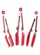 3Pcs Silicone Food Tongs Set , Professional Serving, BBQ and Kitchen Tongs With Slotted Spatula, Non-Slip Heat Resistant For Grilling and Frying , Non-Stick Cookware Tongs, Red, 27 cm
