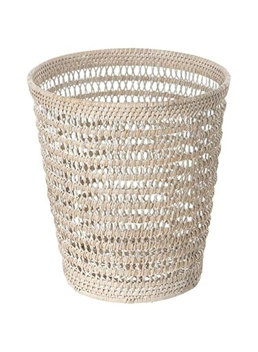 KOUBOO La Jolla Rattan Mesh Round Waste Basket, White Wash
