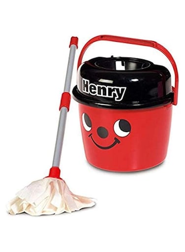 Casdon Henry Mop &amp; Bucket   Branded Toy Cleaning Set For Children Aged 3+ Features Henry&rsquo;s Cheeky Face Lots Of Fun!