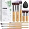 BS-MALL Makeup Brush Set 11Pcs Bamboo Synthetic Kabuki Brush Set Foundation Powder Blending Concealer Eye shadows Blush Cosmetics Brushes with Organizer Bag &amp; Makeup Sponge