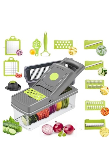 Vegetable Chopper, Pro Onion Chopper, Multifunctional 13 in 1 Food Chopper, Kitchen Vegetable Slicer Dicer Cutter, Veggie Chopper With 8 Blades, Carrot and Garlic Chopper