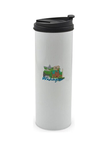 Washington Printed Double Wall Tumbler With Lid Multicolour 400ml