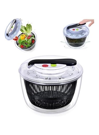 5L Salad Spinner,Multifunction Vegetable Spinner Dryer,Detachable Lettuce Dryer and Vegetable Washer Spinner Dryer, For Salad Greens, Lettuce, Fruits and Vegetables,BPA-Free