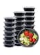 [20 Pack] Compartment Round Black Base with Lids Food Storage Container(32 oz) RO 32   Disposable Food Container   Meal Preparation Containers   Lunch Boxes Microwave   Freezer Safe (1 - Compartment)