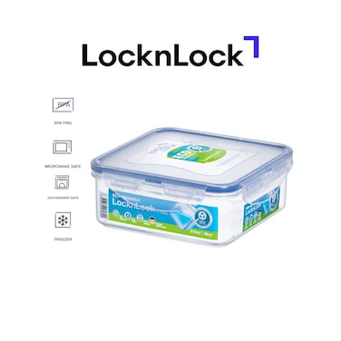 LocknLock 870ml Square Airtight Food Container with Tray &ndash; BPA-Free, Microwave, Freezer, and Dishwasher Safe
