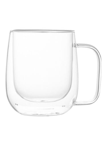 Glass Square Handle Double Layer Cup Clear
