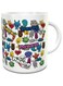 Impress White Ceramic Coffee Mug with Peace Love and Party Design