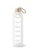 KASTWAVE 32 Oz Motivational Borosilicate Glass Water Bottle - Leak Proof, BPA Free, with Time Markers, Silicone Sleeve &amp; Bamboo Lid for Daily Hydration