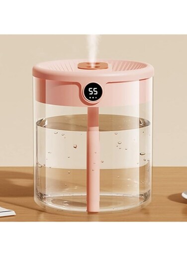 XBLDS 2L Water Tank Humidifiers For Bedroom Large Room, Usb Humidifier With Light And Humidity Display,quiet Cool Mist Humidifier For Bedroom And Office Plants, 2 Mist Modes, Easy To Clean (Pink)