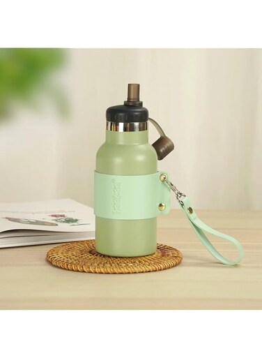 haakaa Easy-carry Kid's Baby Water Bottle, Flask 12 oz Thermal Flask, Child Water Bottle for Daycare School, Hot Cold, Double Walled - Avocado