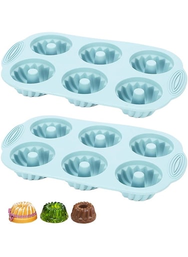 Silicone Fluted Tube Cake Pans, 6 Cavity Heritage Bundtlette Cake Silicone Mold for Baking Non Stick Fancy Molds