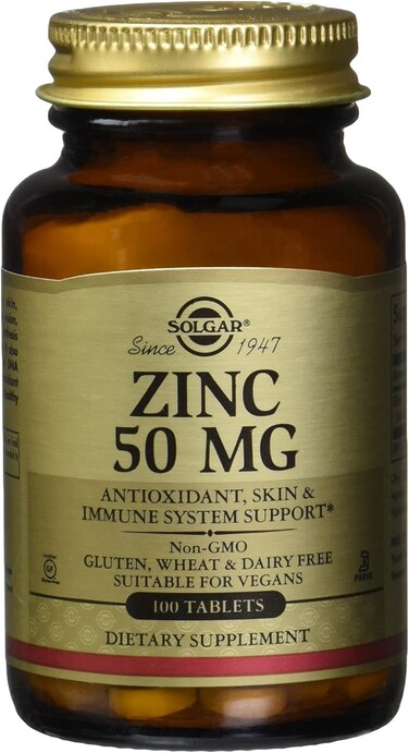 Solgar Zinc Tablets For Healthy Skin/Immune System And Antioxidant Support (50mg, 100 Pieces)