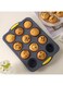 Mini Bread Baking Tray, 12 Chamber Non-Stick Mini Circular Cake Baking Trays Baking Pan,Silicone Baking Mold Grey