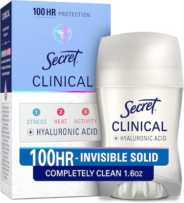 Secret Clinical Strength Antiperspirant And Deodorant For Women, 3X Stress Sweat Protection, PH Balancing Minerals, Invisible Solid, Completely Clean Scent, 1.6 oz