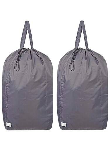 Azonee Washable Travel Laundry Bags (2 Pack) - Heavy Duty Drawstring Laundry Bag with Handles,27.5x34.5 in,Fits Laundry Baskets/Hampers,Holds Up to 3 Loads,Hamper Dorm Laundry Basket for College,Grey