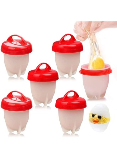 Excefore Egg Boiler Set,6 Pieces Egg Cooker Egg Boiler without Shell Silicone Egg Cup,Mini Portable Quick Egg Cooking Cup Steamed Kitchen Tools For Breakfast