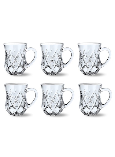 Glass Tea Mug Set 105ml Coffee &amp; Tea Cups,Crystal Clear , Durable, Heat-Resistant (Set of 6)