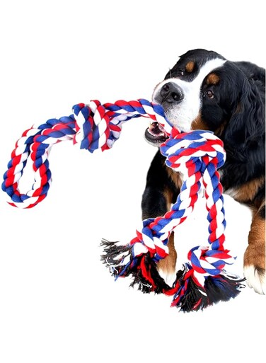 Youngever 3.5 Feet Dog Rope Toys for Aggressive Chewers, Tough Rope Chew Toys for XL, Large and Medium Dog, Indestructible Cotton Rope for Large Breed Dog Tug War Teeth Cleaning (4 Knots Double Rope)