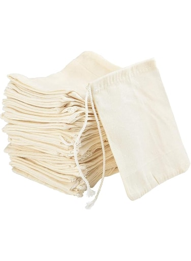 Chielor 50Pcs Cotton Muslin Bags, Eco-friendly Drawstring Bags for Reusable Sachet, Crafts, Teas, Spices, Soaps, Jewellery, Crafts, Parties, Decor &amp; Favour Gifts for Home Supplies