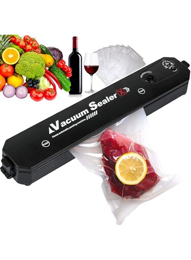 FFUWERG Vacuum Sealer with 10 Sealer Bag Vacuum Sealer Machine Automatic Food Vacuum Sealer for Food Savers Storage Household Black Food Sealer