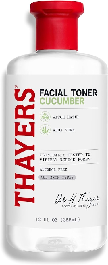 THAYERS Witch Hazel Cucumber Face Toner. 12 Fluid Ounce Alcohol-Free Facial Mist With Aloe Vera Formula. Skin Care Essentials