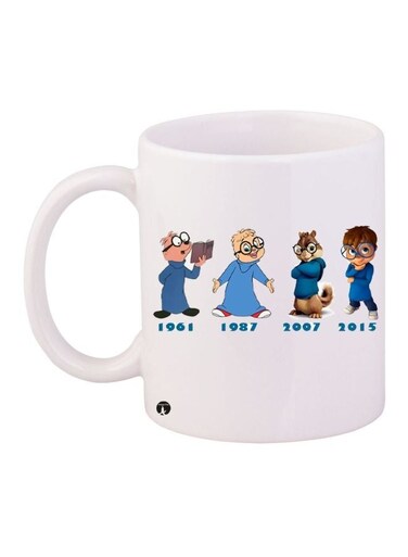 Alvin And The Chipmunks Printed Coffee Mug White/Blue/Brown 11ounce