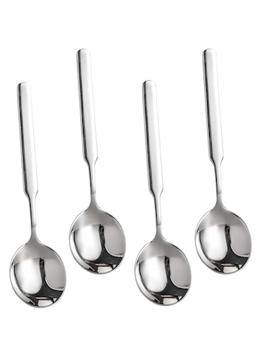 IMEEA 7.75 Inches Large Soup Spoons Heavy Duty 316 Stainless Steel Bouillon Spoons Long Handle Round Soup Spoons Deep Bowl Spoons, Set of 4