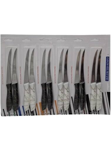 FITTO 12-Piece Stainless Steel Fruit Knife Set &ndash; Sharp Blades with Comfortable Plastic Handle for Effortless Cutting, Dicing, Slicing, and Chopping