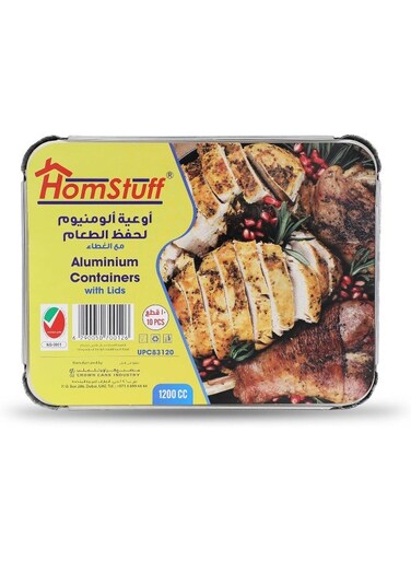 Aluminium Foil Container with Lid 83120 (1200 ml), Pack of 10 pcs