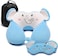 Travel Pillow for Kids and Adults, Cute Animal Memory Foam Neck Pillow with Soft Fleece Cover and Eye Mask Set, Airplane Pillow Travel Kit with Drawstring Organizer Bag, Machine Washable (Elephant)