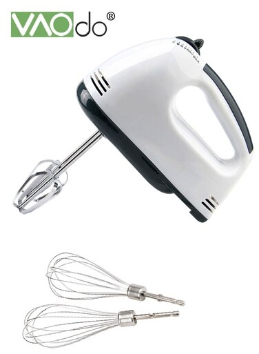 7-Speed Electric Whisk Hand Mixer Traditional Beaters Snap-on Storage Case Quiet Pure Copper Motor with 3 Stirring Sticks White