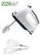 7-Speed Electric Whisk Hand Mixer Traditional Beaters Snap-on Storage Case Quiet Pure Copper Motor with 3 Stirring Sticks White