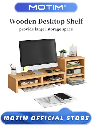 Desk Shelf Organizer Wood Equipped with Monitor Elevated Stand for Greater Storage Desktop Shelf for Home Office Desk Writing