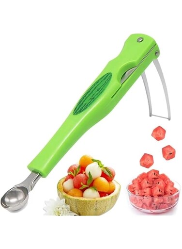 Rayyan Watermelon Cutter Slicer, 3-in-1 Watermelon Slicer Cutter Tool Melon Ball Scoop Fruit Fork, Fruit Slicer Ice Scoop, Watermelon Knife Fruit Cutter Scoop, Fruit Cutting Kitchen Gadget