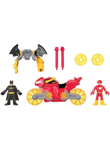 Fisher-Price Imaginext DC Super Friends Batman Toy Set with The Flash, Transforming Motorcycle &amp; Batwing Backpack for Ages 3+ Years