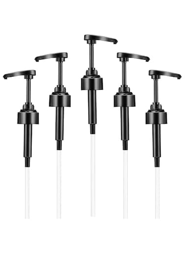 Wawasia 5 Pieces Black Syrup Pumps, Universal Coffee Pump, Replacement Syrup Bottle Pump, Dispenser Syrup Pumps