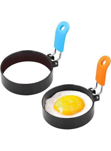 Silk Route - Egg Ring, 2 Packs Stainless Steel Egg Ring Molds with Non-Stick Metal Shaper Circles for Fried Eggs, McMuffin Sandwiches, Frying, Shaping, Omelette, Breakfast &amp; Kitchen Cooking Tool