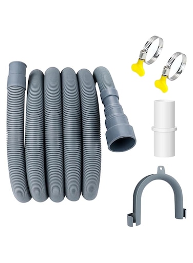 Emapoy Multiple Diameter Design Washing Machine Drain Hose, 6 Ft Flexible Drain Hose Extension Kit Corrugated Washer Discharge Hose - Grey