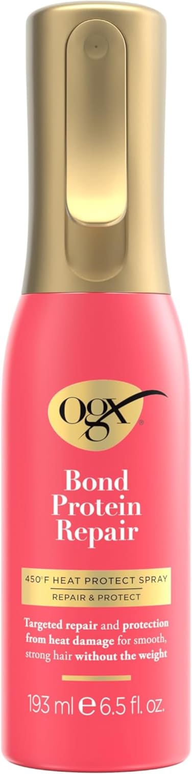 OGX Repair &amp; Protect Bond Protein Repair 450&deg;F Heat Protect Spray, Thermal Protection Spray For Targeted Damage Repair &amp; Protection from Heat Damage, 6.5 fl. oz