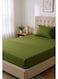 Cotton 2-Piece Microfiber Single Fitted Sheet Set &acirc;&euro;&ldquo; Olive Green Striped 90&Atilde;&mdash;190 cm with Full Elastic &amp; 1 Pillowcase