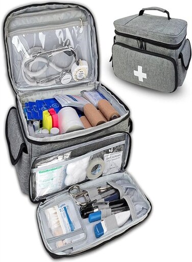 capacity medicine box, layered home first aid kit, portable fabric storage bag, home travel medicine bag, large size