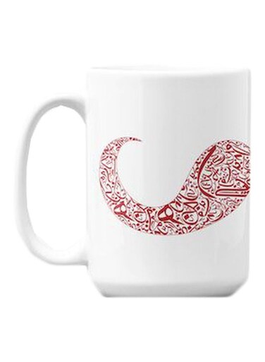 Mustache Printed Mug Red/White