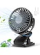 CENXI Portable Clip on Fan, 360&deg; Rotate Battery Operated Stroller Fan, 3 Speed Quiet Mini Personal Desk Fan, USB Rechargeable Clooing Fan for Outdoor Camping Golf Cart Stroller Home Office (Black)