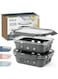BEOLA Set of 2 Glass Food Storage Containers with Airtight Lids and Silicone Protection, Leakproof Food Organizer, Freezer, Dishwasher, Microwave Safe Kitchen Organizer for Food (640ml, Lava Gray)